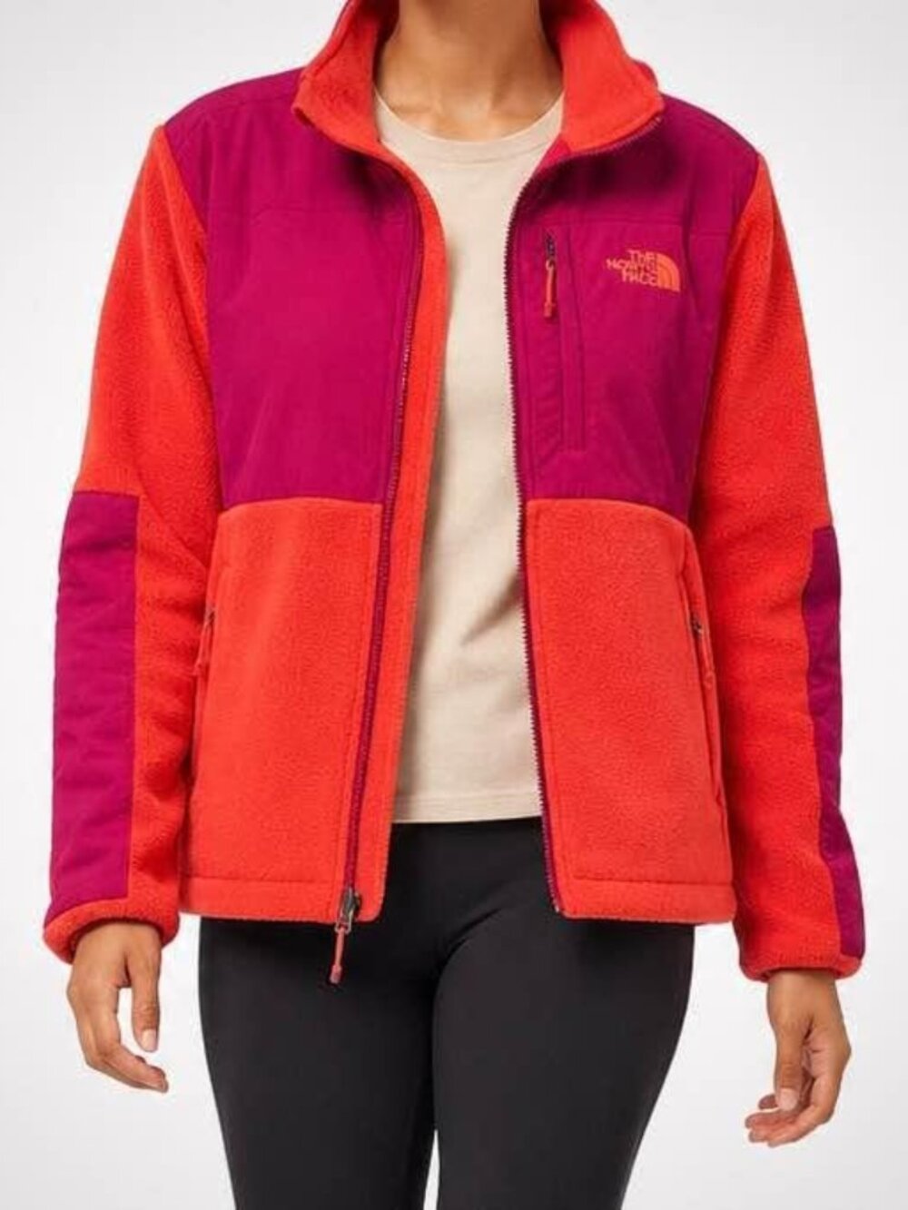 The North Face Women’s Denali Polartec Fleece Jacket – Pink & Orange [size L]